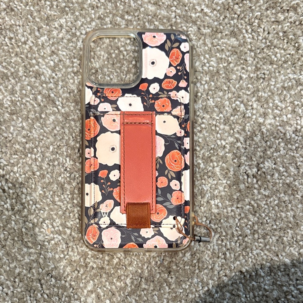 Walli Floral Phone Case with Strap - Black and Orange